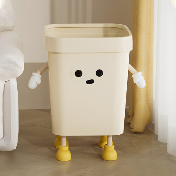 MuXing Mülleimer ohne Deckel, hochwertiger Abfallbehälter für Wohnzimmer, Küche – für den täglichen Gebrauch Cremeweiß 20 x 24 x 28cm 16L【LJT-F885】