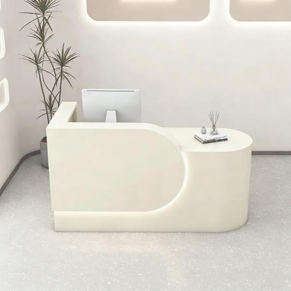 Muxing Bartheke, Kassentresen, Verkaufstresen, mit LED-Beleuchtung, geeignet für Restaurant, Geschäft, Beige【M HYH】