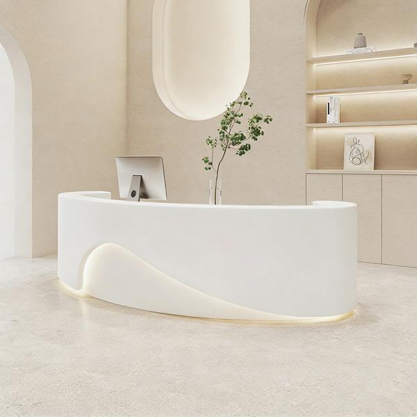 MuXing Empfangstheke, Bartheke, Theke, Bar, Tresen, Rezeptionstheke, Empfangstresen, Rezeption Weiß 【FDHB】