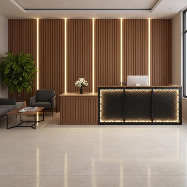 MuXing Maßanfertigung Theke, Bartheke, Tisch, Empfangstresen, Rezeption, Empfangstheke, Industrial-Bar, Kassenstation Braun【BMBW】