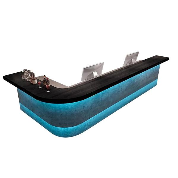 Muxing Eckbartresen Bar Theke Schanktheke Empfangstresen  Industriestil-Bar Maßanfertigung Bartisch 200*60*100cm 【LGSN 200】