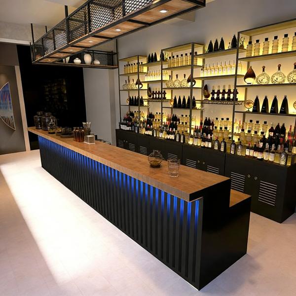 Muxing Theke Maßanfertigung Kasse Großer Kassentisch Bartheke Bartisch Bar Empfangstheke Schwarz【HCTG】