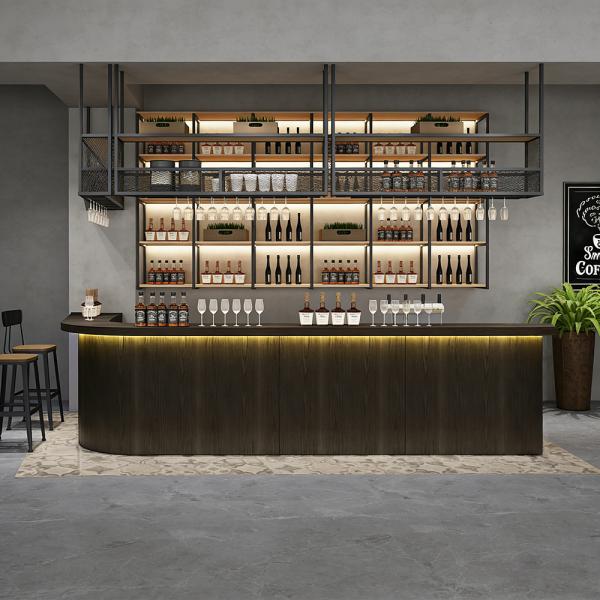 MuXing Empfangstheke, runde Ecke, Restauranttheke, Moderne schwarze Bartheke mit abgerundeter Ecke,schwarz