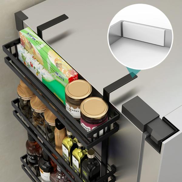 Muxing Kühlschrank Regal Küchenregal Organizer Hängeregal Küche Gewürzregal Küche Schwarz