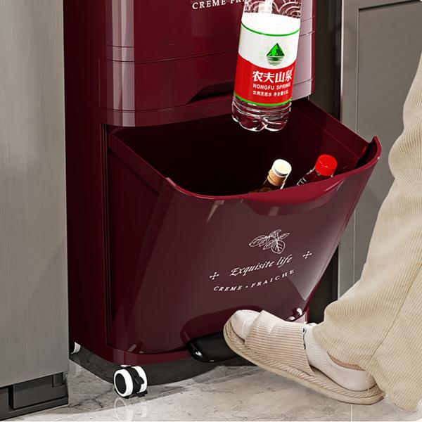 MuXing Mobiler Mülleimer mit 3 Ebenen, Großer Haushaltsmülleimer, Abfalltrennung, Hoher Kunststoffabfalleimer 43 × 29.5 × 82.5 cm