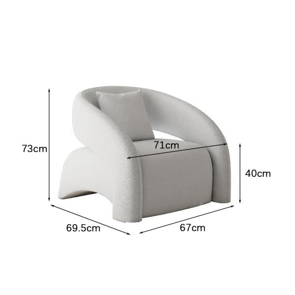 MuXing Weißer Einzelsessel Loungesessel Sessel sofa ohne Kissen 【ZH-8122】