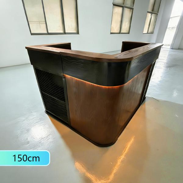 Muxing Maßanfertigung Bartisch Bar-Tresen Eckbartresen Gastronomie-Theke Restaurant-Bar Empfangstresen Braun