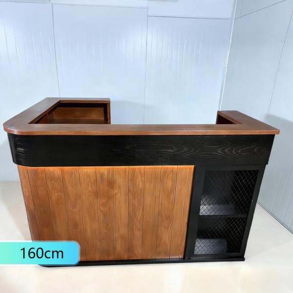 Muxing Maßanfertigung Bartisch Bar-Tresen Eckbartresen Gastronomie-Theke Restaurant-Bar Empfangstresen Braun