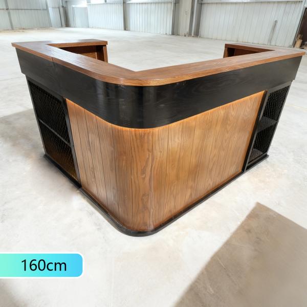 Muxing Maßanfertigung Bartisch Bar-Tresen Eckbartresen Gastronomie-Theke Restaurant-Bar Empfangstresen Braun