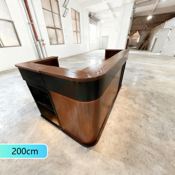 Muxing Maßanfertigung Bartisch Bar-Tresen Eckbartresen Gastronomie-Theke Restaurant-Bar Empfangstresen Braun