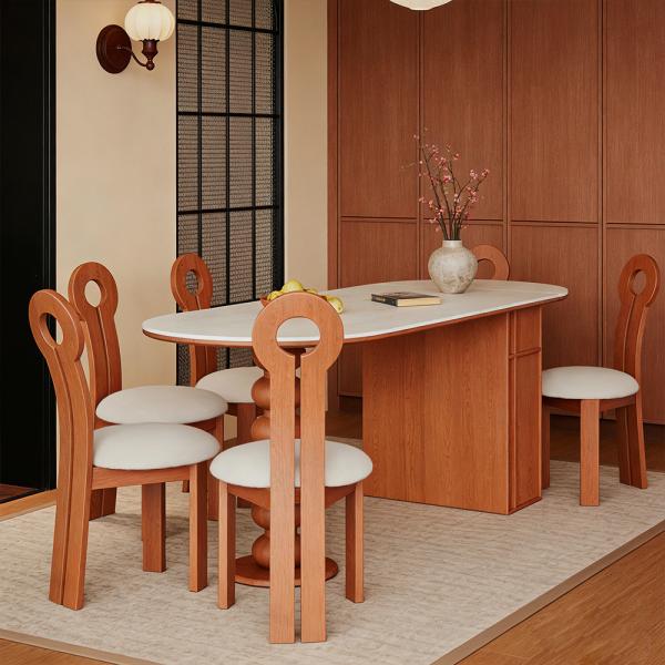 Muxing Esstisch, Esstisch-Set, ovaler Esstisch, Familien-Esstisch, Esstisch-Set mit sechs Stühlen