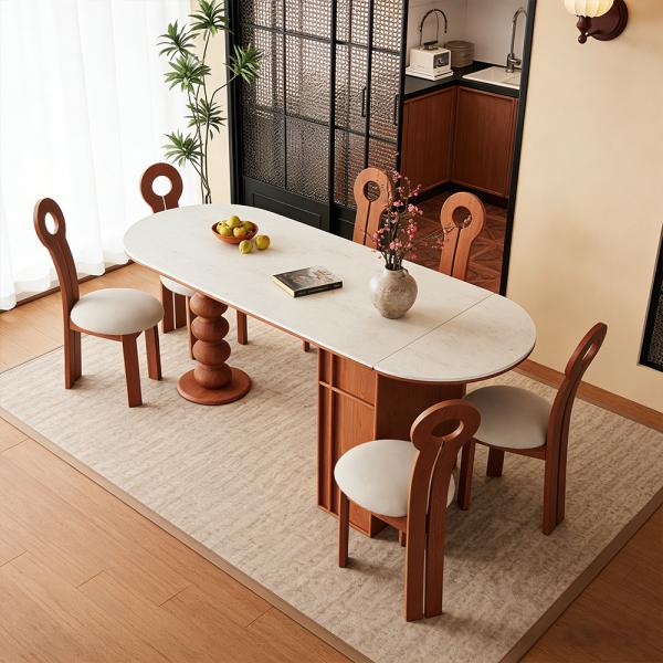 Muxing Esstisch, Esstisch-Set, ovaler Esstisch, Familien-Esstisch, Esstisch-Set mit sechs Stühlen