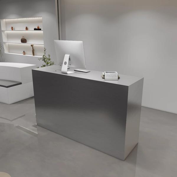 Muxing Bartheke, Kassentheke, Edelstahl-Bartheke, Metall-Bartheke, minimalistische Metall-Bartheke