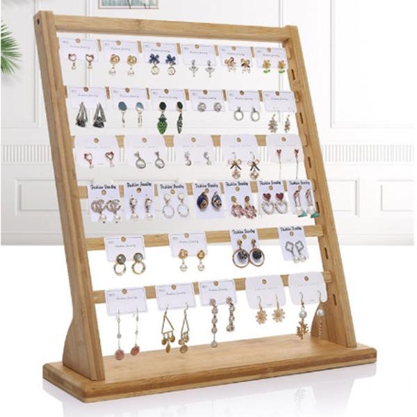 Großhandel B2B Bambus und Holz Regal Aufbewahrung Schmuck Ständer für Ohrringe