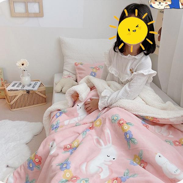 Großhandel B2B  Kinder Verdickte Flanell-Herbst/Winter Bett Decke Schlafdecke Rosa Hase