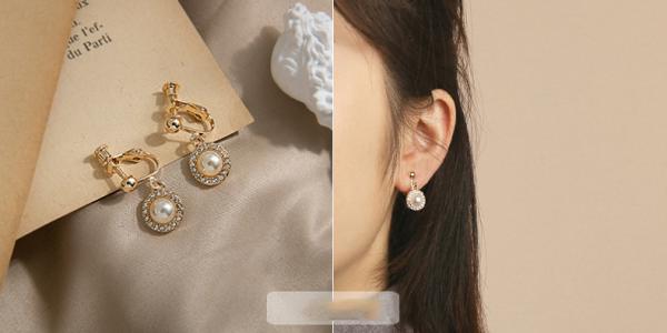 Großhandel B2B Ohrschmuck Ohrklemmen Perlenohrclips EJ02