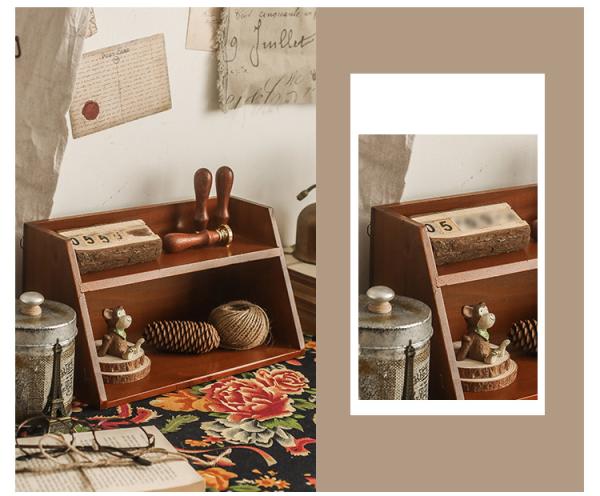 Großhandel B2B Vintage Schreibtisch Staukasten hölzerne Lagerung Kabinett schräg zwei Ebenen MS-9067