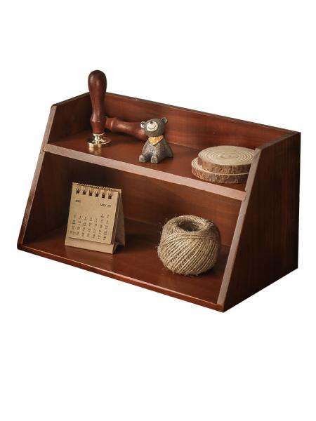 Großhandel B2B Vintage Schreibtisch Staukasten hölzerne Lagerung Kabinett schräg zwei Ebenen MS-9067