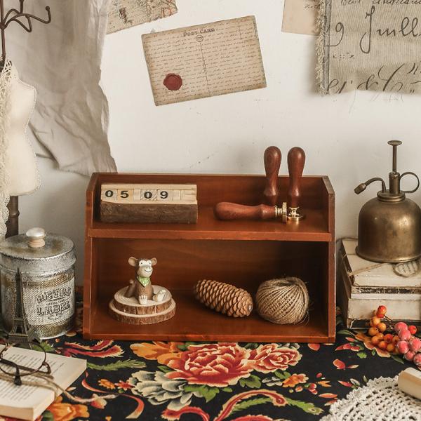 Großhandel B2B Vintage Schreibtisch Staukasten hölzerne Lagerung Kabinett schräg zwei Ebenen MS-9067