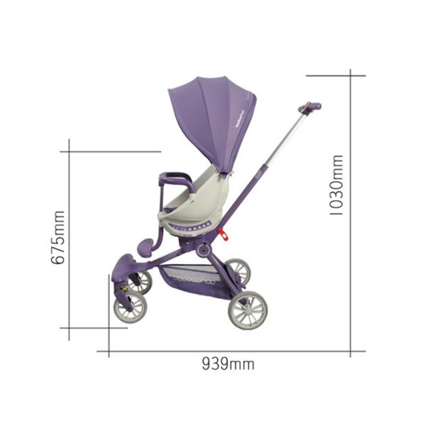 360Home Zusammenklappbarer Kinderwagen 1 in 2 Sitz- und Liege 【V18PLUS】Lila