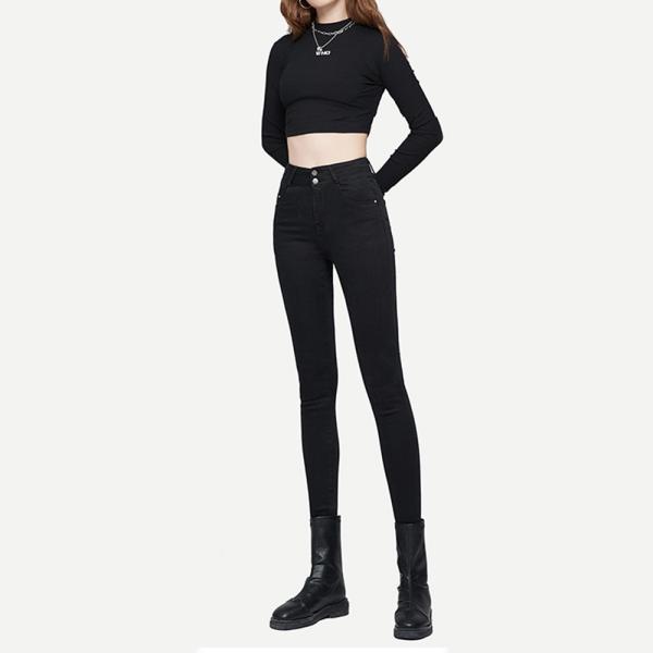 Großhandel B2B Schwarze High Waist Skinny Stretch Jeans Damenhosen Größe 29