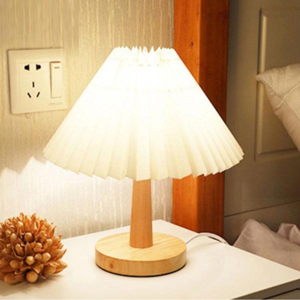 360Home Nachttischlampe Vintage Schlafzimmer Wohnzimmer Plissee Lampe Nachtlicht