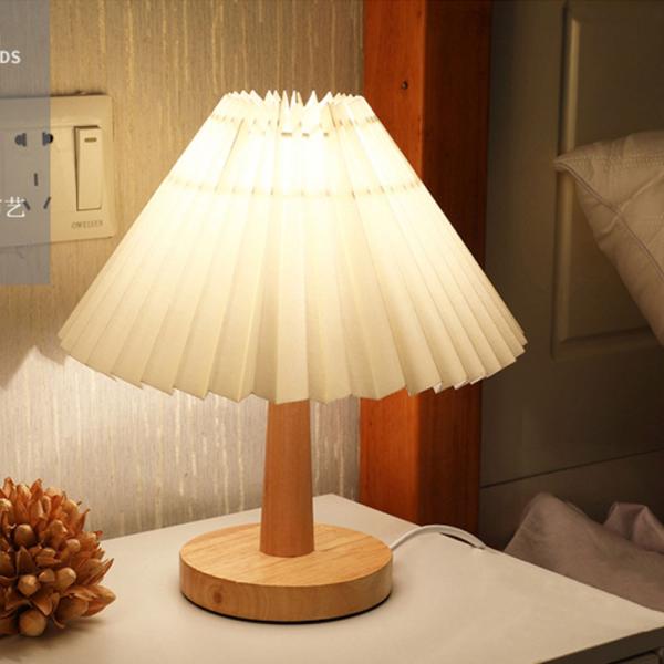 360Home Nachttischlampe Vintage Schlafzimmer Wohnzimmer Plissee Lampe Nachtlicht
