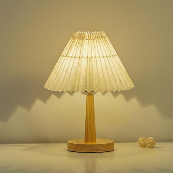 360Home Nachttischlampe Vintage Schlafzimmer Wohnzimmer Plissee Lampe Nachtlicht