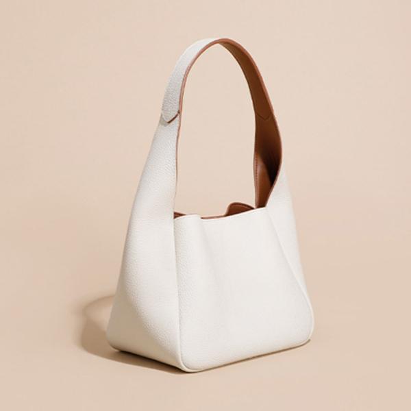 Großhandel B2B Echtes Leder Beuteltasche Korb Damenhandtasche Tragetasche Weiß