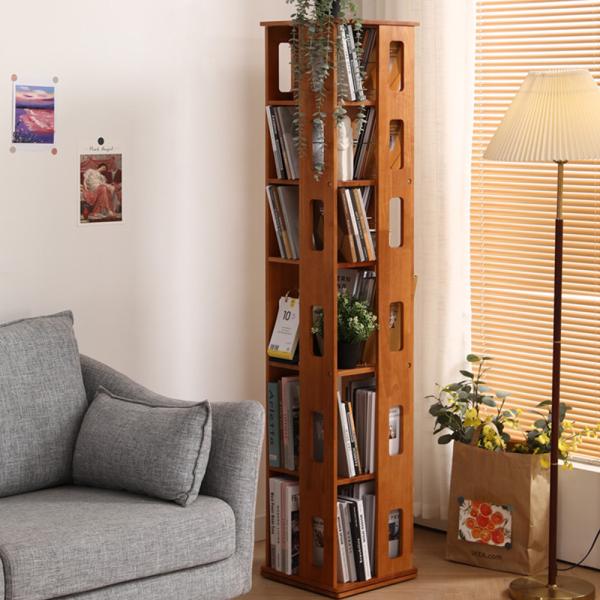 Großhandel B2B Massiv Holz Stehendes drehbares Bücherregal einfaches Regal