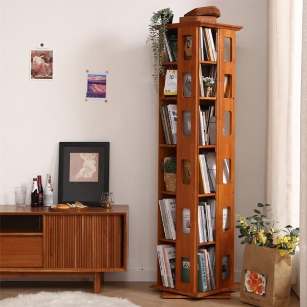 Großhandel B2B Massiv Holz Stehendes drehbares Bücherregal einfaches Regal