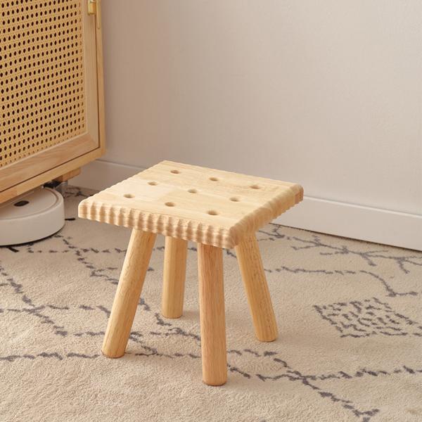 MuXing Kinderhocker, Schuhbank, Sofa Hocker, Beistellhocker, Fußhocker, Sitzhocker – Ideal für Wohnzimmer, Flur & Kinderzimmer Holzfarbe 24cm /BGD24/