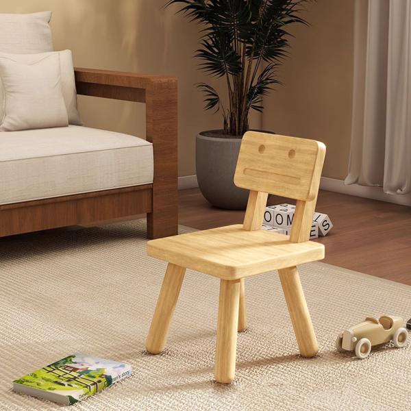 MuXing Kinderstuhl mit Rückenlehne – Kinderhocker, Stuhl für Kleinkinder, Niedriger Hocker, für Kinderzimmer & Vorschule Holzfarbe L26*H45cm