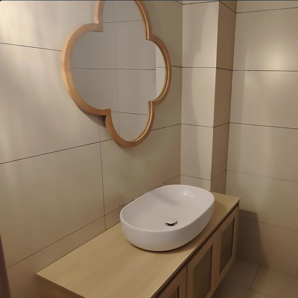 MuXing Waschbecken, Waschtisch mit Aufsatzbecken, Badezimmermöbel, Wandhängender Badschrank, Maßgeschneidertes Waschtisch Braun L120xB55xH45cm /KFSC120/