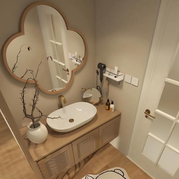 MuXing Waschbecken, Waschtisch mit Aufsatzbecken, Badezimmermöbel, Wandhängender Badschrank, Maßgeschneidertes Waschtisch Braun L120xB55xH45cm /KFSC120/