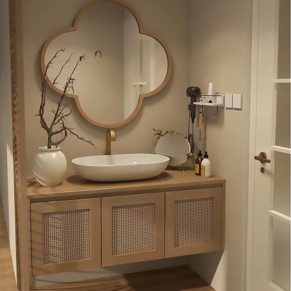 MuXing Waschbecken, Waschtisch mit Aufsatzbecken, Badezimmermöbel, Wandhängender Badschrank, Maßgeschneidertes Waschtisch Braun L120xB55xH45cm /KFSC120/
