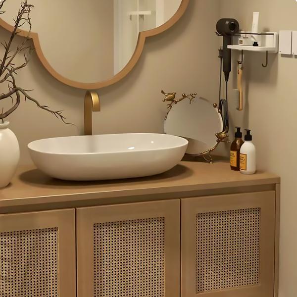 MuXing Waschbecken, Waschtisch mit Aufsatzbecken, Badezimmermöbel, Wandhängender Badschrank, Maßgeschneidertes Waschtisch Braun L120xB55xH45cm /KFSC120/