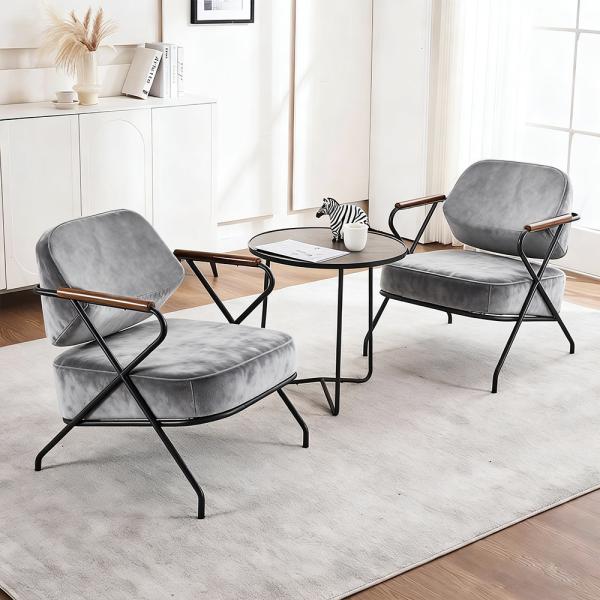 MuXing Einzelstuhl für Wohnzimmer, Lazy Chair, Loungesessel, Relaxstuhl, Komfortabler Sessel, Lesesessel, Stuhl Grau L73*B68*H83cm【ZH-8156】