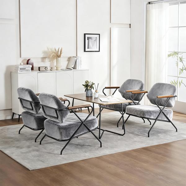 MuXing Einzelstuhl für Wohnzimmer, Lazy Chair, Loungesessel, Relaxstuhl, Komfortabler Sessel, Lesesessel, Stuhl Grau L73*B68*H83cm【ZH-8156】