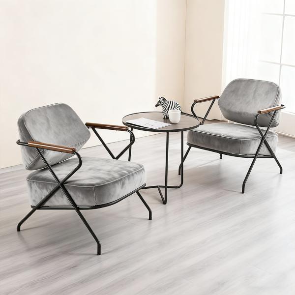 MuXing Einzelstuhl für Wohnzimmer, Lazy Chair, Loungesessel, Relaxstuhl, Komfortabler Sessel, Lesesessel, Stuhl Grau L73*B68*H83cm【ZH-8156】
