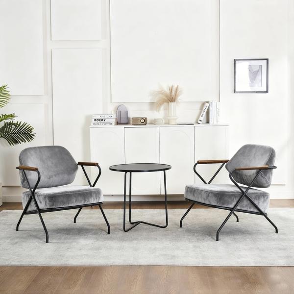MuXing Einzelstuhl für Wohnzimmer, Lazy Chair, Loungesessel, Relaxstuhl, Komfortabler Sessel, Lesesessel, Stuhl Grau L73*B68*H83cm【ZH-8156】