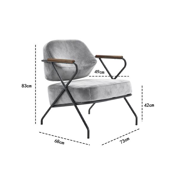 MuXing Einzelstuhl für Wohnzimmer, Lazy Chair, Loungesessel, Relaxstuhl, Komfortabler Sessel, Lesesessel, Stuhl Grau L73*B68*H83cm【ZH-8156】