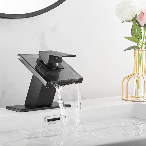 Muxing Küchenarmatur, Wasserhahn,  Badarmatur,  Warm- und Kaltwasserhahn, Spültischarmatur, moderne Armatur,Küchen Waschtischarmatur Schwarz 【LT-004】