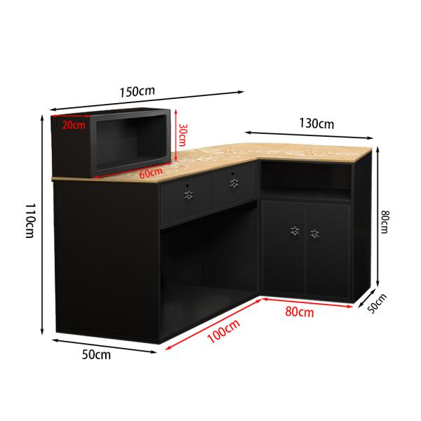 Muxing Theke Ladentheke Ecktheke Ladentresen Verkaufstisch Verkaufstheke Kassentisch Empfang Rezeption 150x50x110cm 【JZXZJ2555】