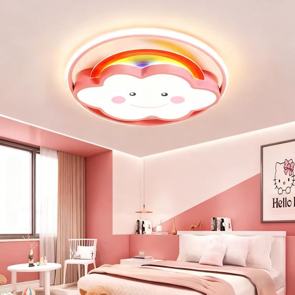 Muxing Lampe Kinderzimmerlampe LED-Lampe Schlafzimmerlampe Einbauleuchte Deckenlampe Drei Lichtfarben 50cm B：Regenbogen-Wolken-Lampe /CHYDD/