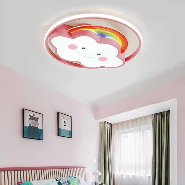 Muxing Lampe Kinderzimmerlampe LED-Lampe Schlafzimmerlampe Einbauleuchte Deckenlampe Drei Lichtfarben 50cm B：Regenbogen-Wolken-Lampe /CHYDD/