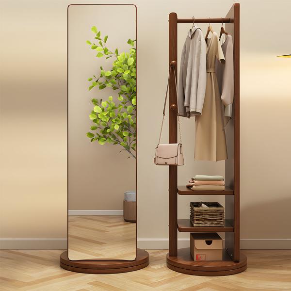 Muxing Dreh-Vollspiegel Standspiegel Umkleidespiegel Kleiderspiegel Vollspiegel Spiegel mit Garderobe