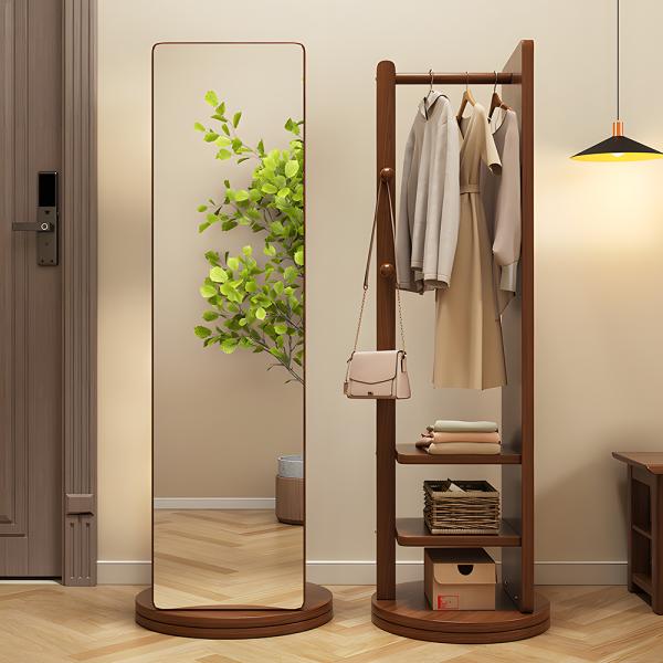 Muxing Dreh-Vollspiegel Standspiegel Umkleidespiegel Kleiderspiegel Vollspiegel Spiegel mit Garderobe
