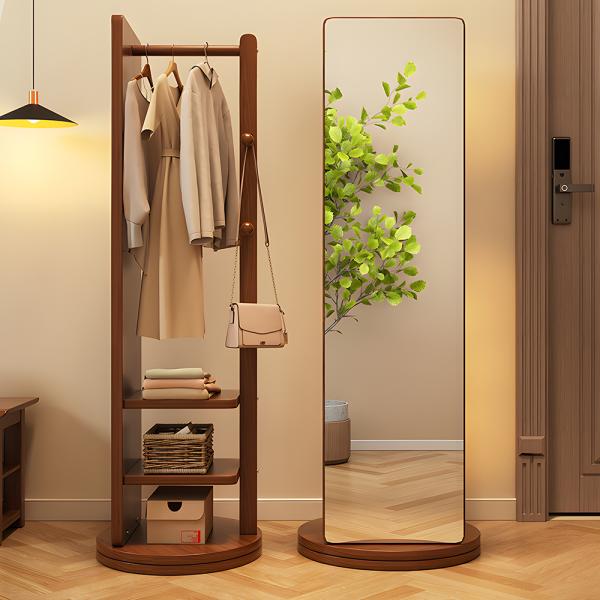 Muxing Dreh-Vollspiegel Standspiegel Umkleidespiegel Kleiderspiegel Vollspiegel Spiegel mit Garderobe