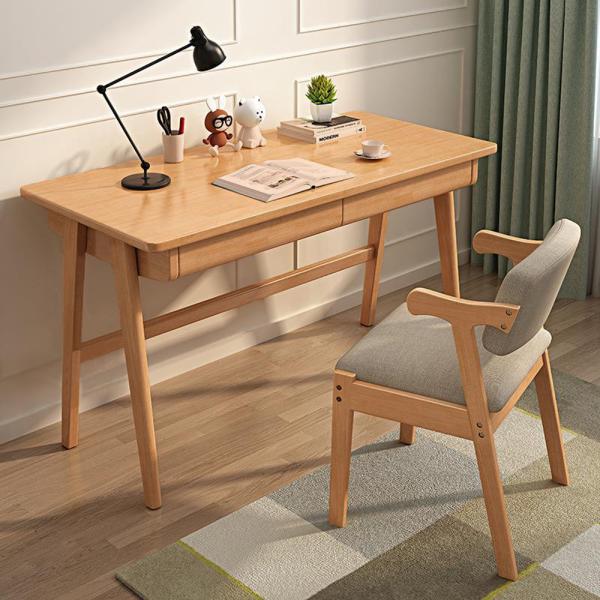 Muxing Tisch Computertisch PC Tisch Schreibtisch Bürotisch Lernschreibtisch Weiß/Holzfarbe